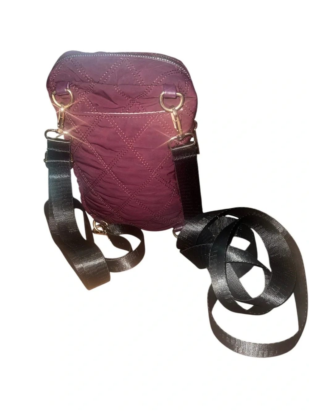 Kedzie Cloud 9 Convertible Sling Crossbody Bag Mulberry Quilted Puffer